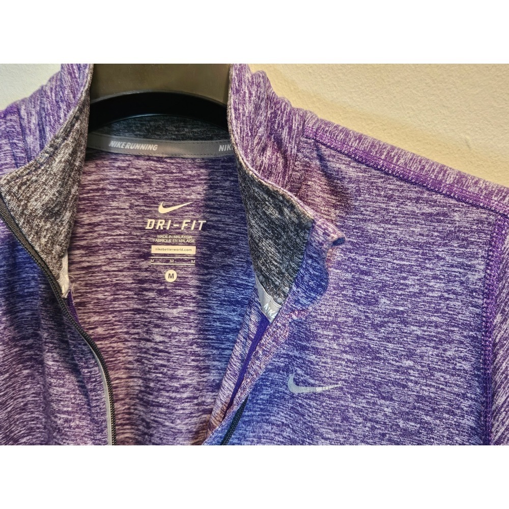 Nike Running Dri-FIT Purple Heathered Half Zip Pullover Thumbholes Womens Medium